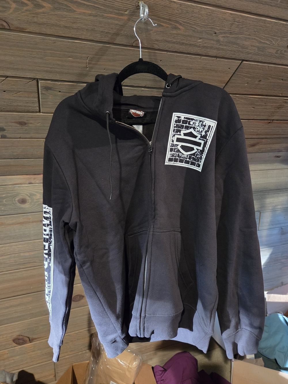 Harley-Davidson Black Hoodie with White Shield Graphics